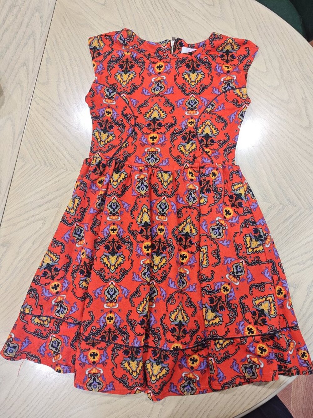 Gianni Bini GB Girls Reddish Orange Baroque Skater Dress